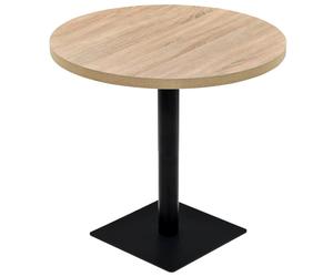 vidaXL Bistro Table MDF and Steel Round 80x75cm Oak Colour Kitchen Furniture