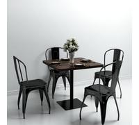 Bistro Table Dark Ash MDF & Steel Square 80x80x75cm 3.5cm Top for Cafe/Bar Uses