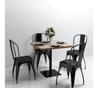 vidaXL Bistro Table MDF and Steel Square 80x80x75cm Oak Colour Home Furniture