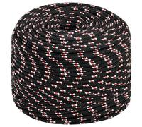 vidaXL Black 8mm Boat Rope, 250 m Polypropylene Durable Weather-Resistant, Ideal for Sailing, Boating and Docking, Easy to Handle