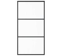 vidaXL Sliding Door, Transparent ESG Glass, Aluminium Frame, Barn Door for Home, Internal Living Room, Soft Stop, Door Panel with Assembly Kit, 102 x 205 cm, 5 mm Thick, 27.07 kg, Black
