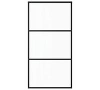 vidaXL Sliding Door, Transparent ESG Glass, Aluminium Frame, Barn Door for Home, Internal Living Room, Soft Stop, Door Panel with Assembly Kit, 102 x 205 cm, 5 mm Thick, 27.07 kg, Black