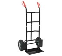 vidaXL Black and Red Hand Trolley 57 x 46 x 113 cm Steel, Garage, Rectangular, Industrial, Foldable, Multifunctional Storage Solution, Space Efficiency Improvement, Durab Design