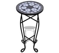 Mosaic Side Table Plant Table Black White