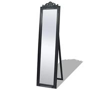 vidaXL Free-Standing Mirror Baroque Style 160x40 cm Black Makeup Looking Glass