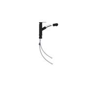 'vidaXL Black Bathroom Basin Faucet - Stainless Steel with Pull-Out ABS Spout, 360-degree Swivel, Suitable for Hot and Cold Water, 157x172 mm
