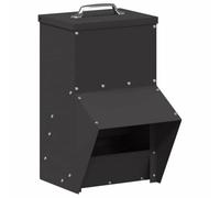 vidaXL Black Chicken Feeder 20 x 25 x 35 cm Cold Rolled Steel, Garden and Patio Designs, Modern and Durable Outdoor Furniture, Relaxation and Gathering Oasis