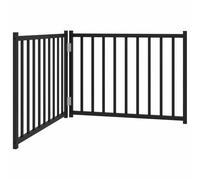 vidaXL Black Dog Gate/Fence - Solid Fir Wood Foldable Pet Barrier with Two Panels - Freestanding Design with Sturdy Feet - Ideal for Living Room, Kitchen, Stairs