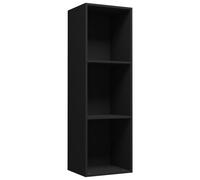 vidaXL Black Engineered Wood Book Cabinet/TV Stand - Modern Freestanding Shelf for Living Room/Office/Bedroom Storage, 3 Compartments