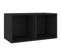 vidaXL Vinyl Storage Box Black Engineered Wood Recorder Collection Cabinet