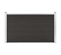 vidaXL Black Fence Panel WPC 180x105 cm, Rot-Resistant and Rust-Free Garden Barrier, with Modular System and Multifunctional Steel Feet