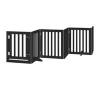 vidaXL Black Foldable Dog Gate - 3 Panel Poplar Wood Pet Barrier, 150cm - Freestanding Safety Gate for Small/Medium Dogs in Living Room, Kitchen, Stairs, Doorway