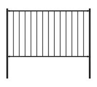 vidaXL Black Garden Fence Panel with Posts, Powder-coated Steel, Weather-resistant, Easy Installation, Privacy Partition - 1.7x1 m