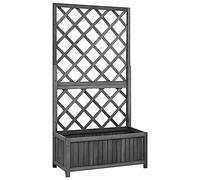 vidaXL Solid Firwood Garden Trellis Planter Black Patio Flower Box Raised Bed