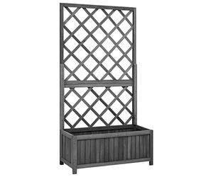 vidaXL Black Garden Trellis Planter in Solid Firwood - Spacious Outdoor Planter Box with Climbing Support for Patio Deck Garden