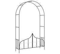 'vidaXL Black Iron Garden Arch with Gate, Weather-Resistant, Easy Assembly, Designed for Climbing Plants and Garden Decoration Structure