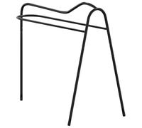 vidaXL Black Iron Saddle Rack - Freestanding 3-Legged Design with Bridle Hook for Tack Rooms, Stables, and Horse Shows