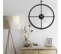 vidaXL Wall Clock, 52 cm Diameter, Sturdy Iron Construction, Minimalist Design, Numberless Face, Black