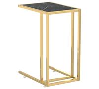 vidaXL Computer Side Table Black Marble 50x35x65 cm Tempered Glass