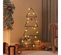 "vidaXL Black Metal Christmas Tree - Indoor and Outdoor Xmas Decoration Tree - Powder-Coated Steel Structure with 22 Hooks for Customizable Decorations"