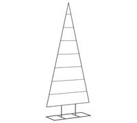 vidaXL Black Metal Christmas Tree - Modern DIY Xmas Decoration - Powder-Coated Steel Frame 150cm - Sturdy & Space-Saving Design
