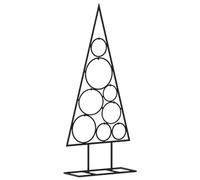 vidaXL Black Metal Christmas Tree Stand - DIY Outdoor/Indoor Xmas Decoration Display, Space-Saving, Sturdy Construction, 60 cm Tall