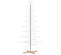 vidaXL Black Metal Christmas Tree/Stand & Wooden Base - Modern, Sturdy Xmas Decor for Sheltered Outdoor Areas, 105x105x210 cm