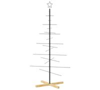 vidaXL Black Metal Christmas Tree with Wooden Base for DIY Decoration - Modern Steel Xmas Tree Stand for Indoor/Outdoor Festive Decor, 150cm