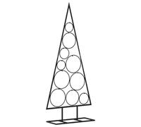 vidaXL Black Metal Outdoor Artificial Xmas Tree - Space-Saving, DIY Decoration Compatible Stand, Powder-Coated Steel Construction, 90cm Height