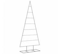 vidaXL Black Metal Outdoor Christmas Tree - Modern Artificial DIY Xmas Tree - Powder-Coated Steel Frame - 210cm Height - Space-Saving Design