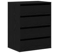 vidaXL Black Oak Chest of Drawers with 4 Spacious Drawers | Robust MDF Construction | Stylish Modern Design for Bedroom or Living Room | Easy Care and Assembly