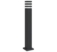 vidaXL Black Outdoor Floor Lamp with Outlet - 80 cm Aluminium - IP44 Weatherproof Patio Lighting - for Garden, Driveway & Porch - Built-in Power Socket - Diffuser Protection - E27 Bulb Not Included