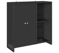 vidaXL Black Outdoor Rattan Storage Cabinet - UV Resistant, Spacious, Modern Design