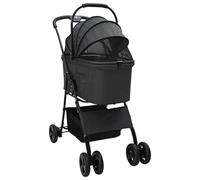 vidaXL Black Oxford Fabric Pet Stroller 32" x 18.5" x 39" - Modern Design Foldable with Sensitive Braking Function Indoor Outdoor Easy Store Steel