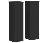vidaXL Black Plant Stand / Flower Pot Holders - Engineered Wood, 2pcs, 17 x 17 x 60 cm, Stable & Moisture-Resistant Material, Modern Timeless Design, Perfect for Displaying Plants & Decor