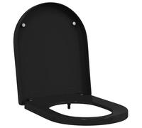vidaXL Black Polypropylene Toilet Seat, 48 x 36.5 cm, 4.5 cm Thick, Soft Closure, Quick Release, Oval Design, Antibacterial, with Non-Slip Feet and Hinges