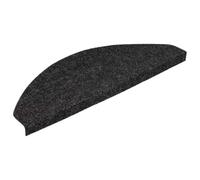 vidaXL Black Self-adhesive Stair Mats - Decorative and Anti-slip - Comfortable Felt Fabric Steps Covers - Set of 15 - Size 56x17x3 cm