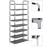 vidaXL Shoe Rack with 8 Shelves Metal and Non-woven Fabric Black Stand Unit