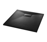 vidaXL Black Shower Tray Base - 80x80 cm SMC Material - Low Threshold and Non-Skid Slate Stone Surface Design