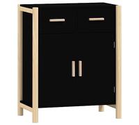vidaXL Black Sideboard, Classic Style Engineered Wood Cabinet with Solid Pinewood Legs, Ample Storage Space for Living room