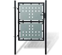 vidaXL Single Door Fence Gate 100x200cm Black Outdoor Garden Fencing Barrier