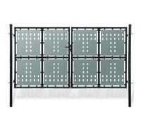 vidaXL Double Door 300x225cm Black Outdoor Garden Fencing Barrier Fence Gate