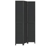 vidaXL Black Solid Paulownia Wood Room Divider - 3 Foldable Panels, Durable Indoor Privacy Screen, Elegant Partition for Bedroom/Office/Living