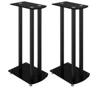 vidaXL Black Speaker Stands - Robust Aluminium and Tempered Glass - Built for Floor-Standing Sound Systems - High Load Capacity of 100 kg - Enhanced Wire Management