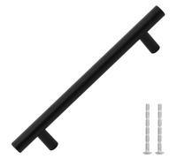 vidaXL Black Stainless Steel Cabinet Handles 10pcs - Modern T-Shaped Design for Cabinets, Drawers, Cupboards, Wardrobes, and Lockers
