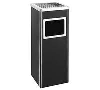 vidaXL Black Steel Ashtray Dustbin - 36L Outdoor Rubbish Waste Bin with Removable Inner Barrel for Hotels, Restaurants, Offices, Public Spaces