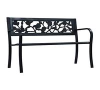 vidaXL Garden Bench 125cm Black Steel Wood Outdoor Patio Seating Furniture