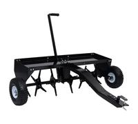 vidaXL Black Steel Lawn Aerator with Universal Coupling for Ride-on Mowers, Lawn Tractors and ATVs - 102 cm Working Width, 50 kg T