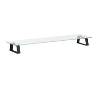 vidaXL Black Tempered Glass and Metal Monitor Stand - Ergonomic Design, Storage Space, Rounded Corners for Safety, 80 x 20 x 8 cm, Max Load Capacity 20 kg