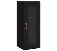 vidaXL Black Wall Mounted Cabinet - Engineered Wood Storage Unit - Practical and Stylish Glass Door Hanging Cabinet for Living Room, Bedroom, and Study - Easy Assembly Required